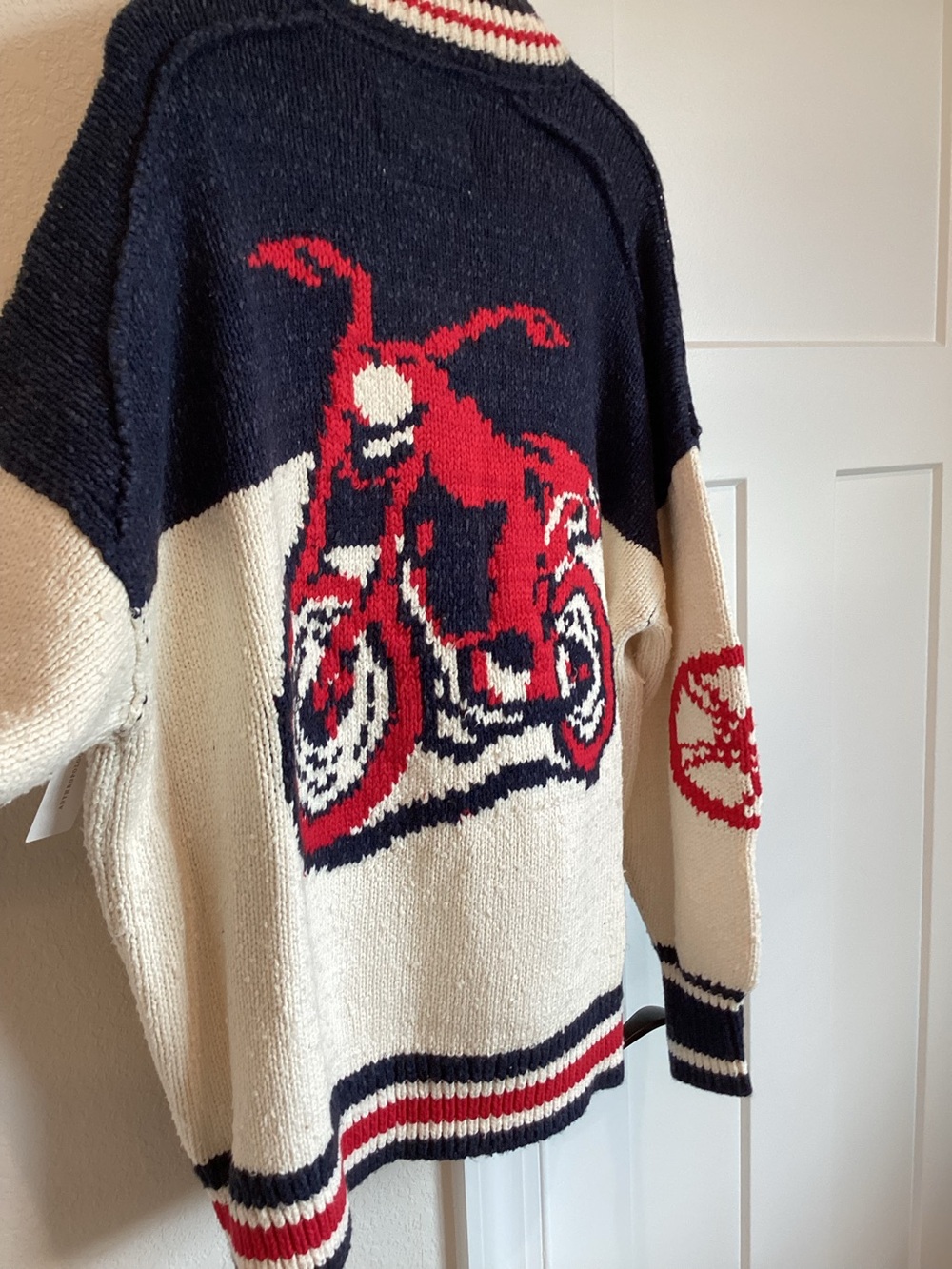 Anthropologie Motorcycle Sweater Cotton Blend Cardigan Pilcro NEW Novelty - Picture 6 of 14
